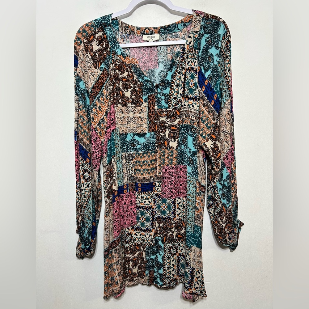 Umgee Boho Paisley Patchwork Tunic - Picture 2 of 8